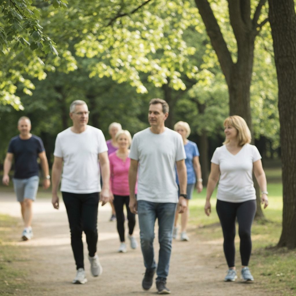People walking in park